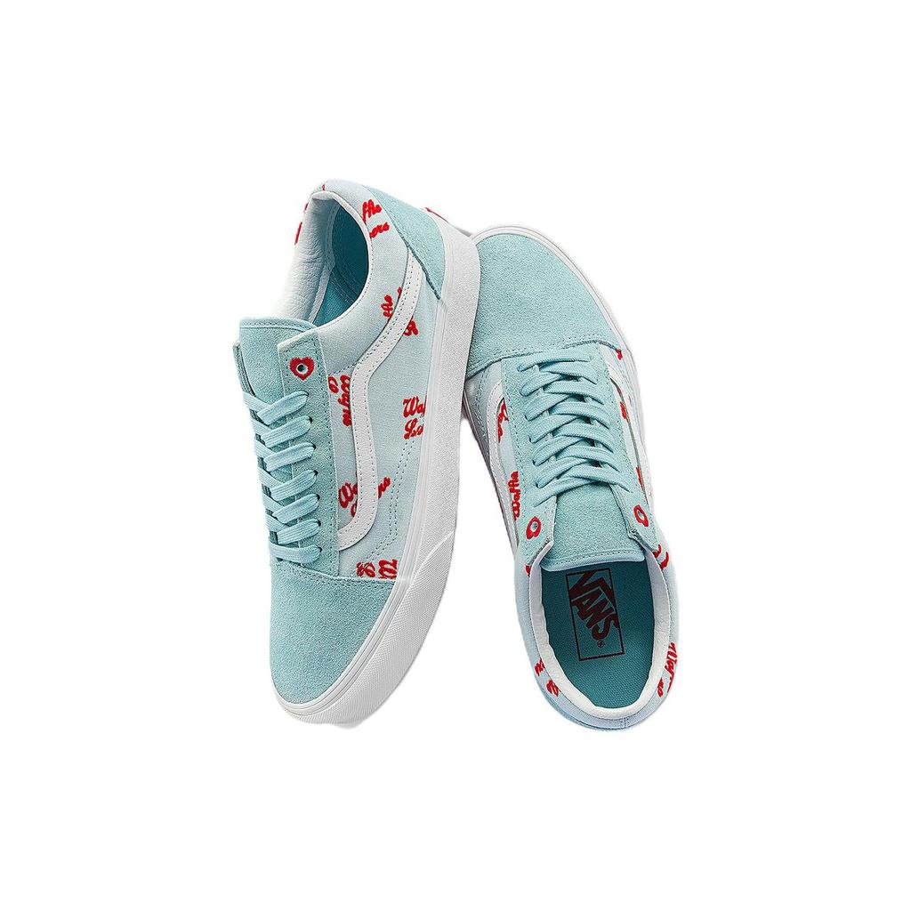 Vans Old Skool Canvas Letter Print Low Top Skate Shoes Unisex sneaker Light-Blue VN0A5KRFB63