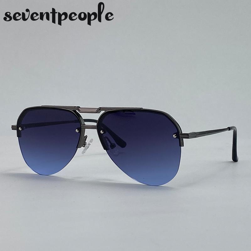 

Стимпанк Полуободковые Очки-Авиаторы Мужские Роскошный Бренд Винтажные Оверсайз Овальные Солнцезащитные Очки Для Мужчин Классические Металлические Очки