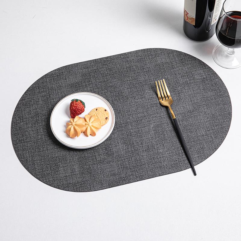 Nordic Oval Fabric Texture Placemat - Waterproof, Oilproof, Heat Insulation, Anti-Scald Mat 