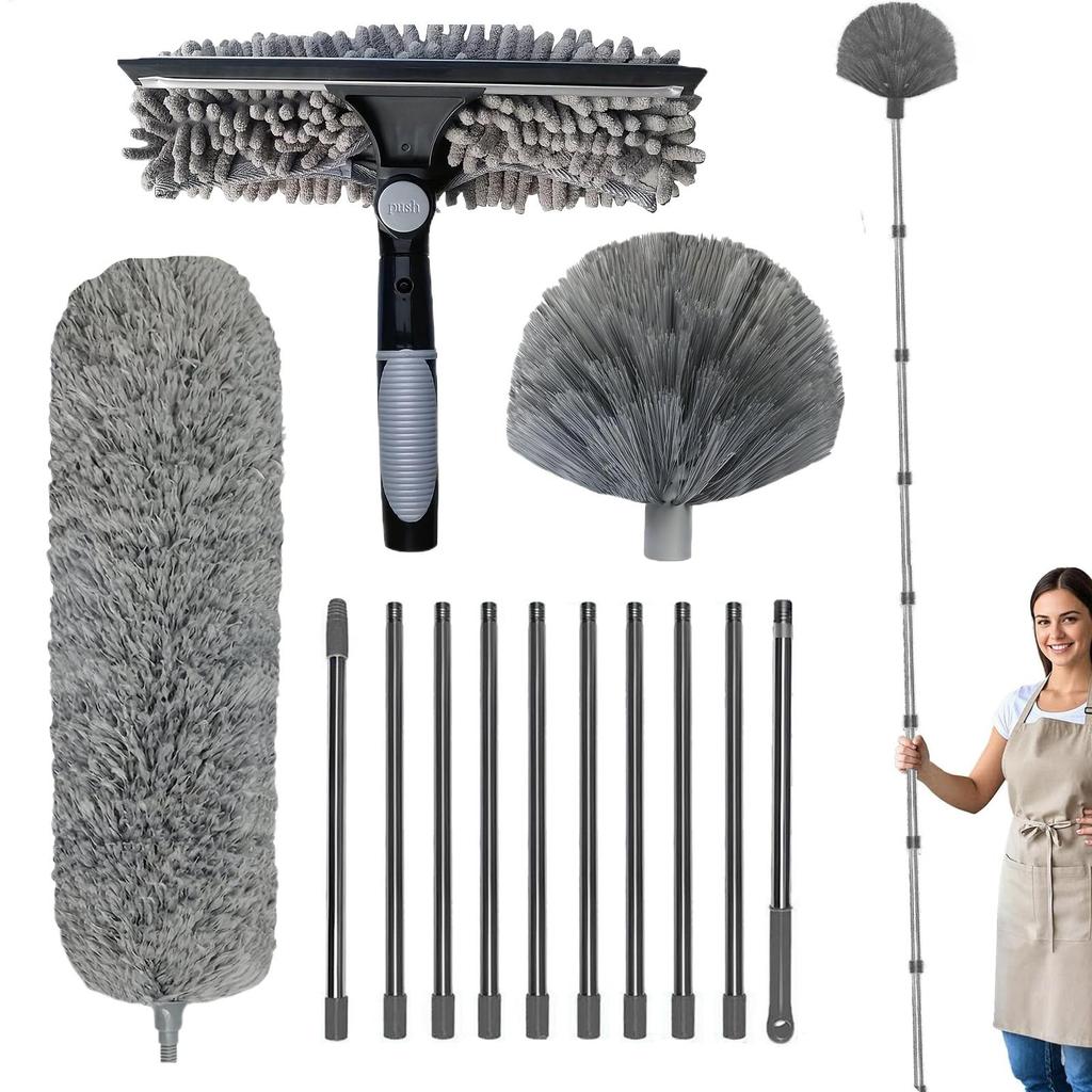 Microfiber Duster kit Brush Microfiber Duster Extendable Curved Ceiling Cleaning Broom Household Dust Collector