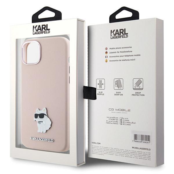 Karl Lagerfeld Klhcp15Msmhcnpp Iphone 15 Plus / 14 Plus 6.7 Różowy/Pink Silicone Choupette Metal Pin