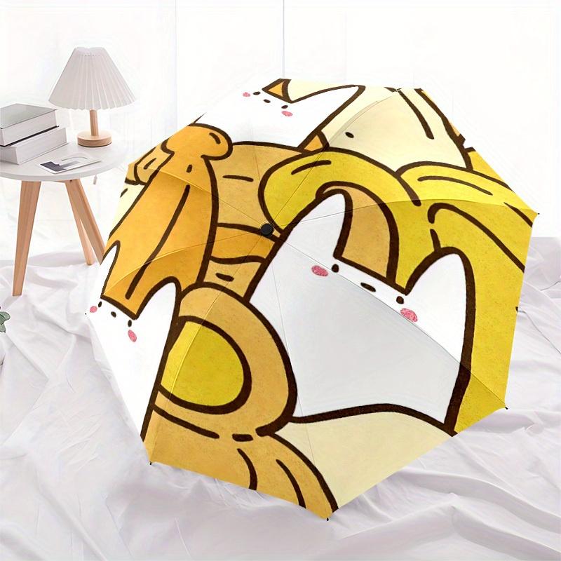 1pc Pineapple Cats Automatic Open/close Folding Compact Umbrella, 8 Rib Sturdy Canopy, Lightweight Portable, Everyday Use, Gift,,086