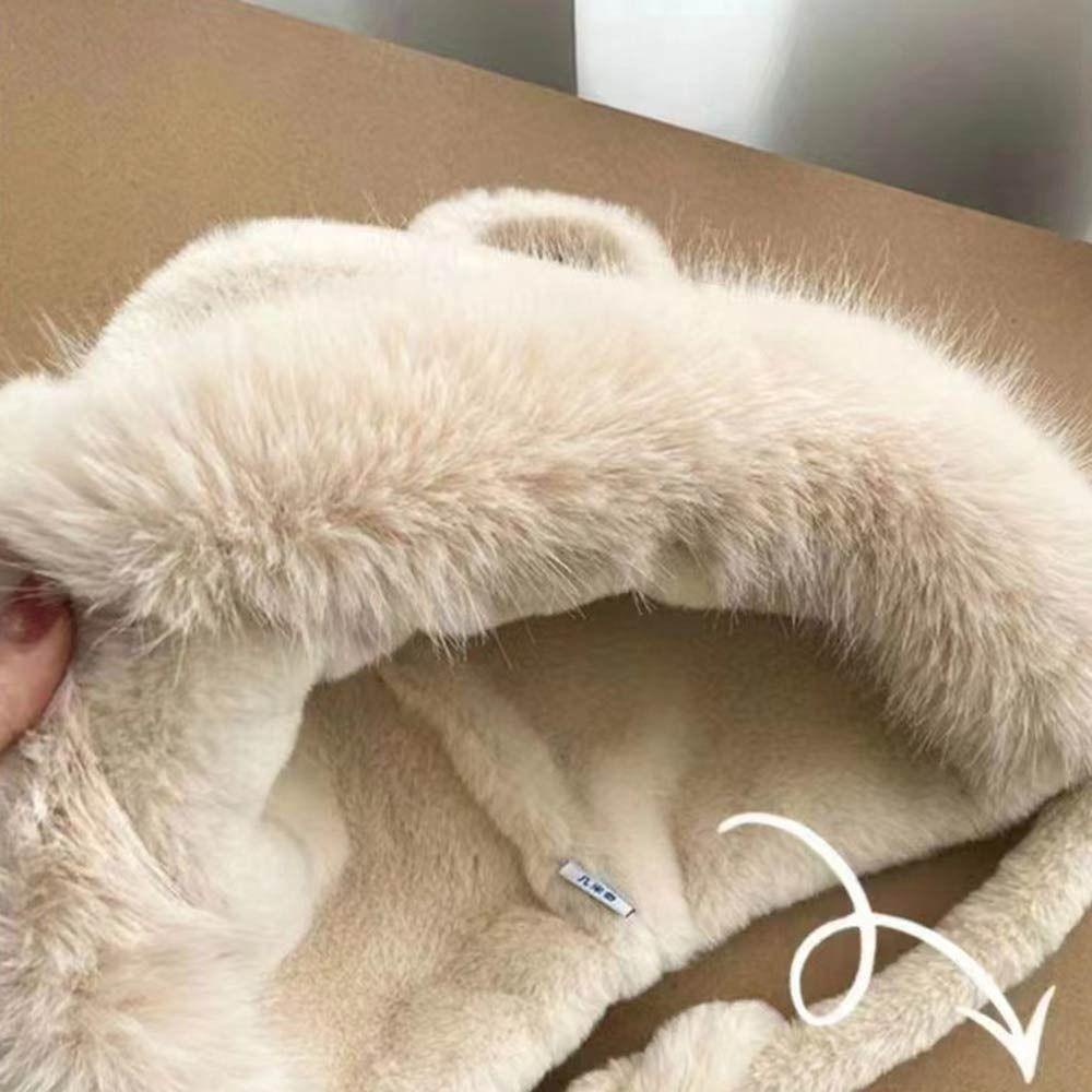 Windproof Bear Ear Fur Hat Thick Fisherman Hat New Cold-Proof Earflaps Cap  Women