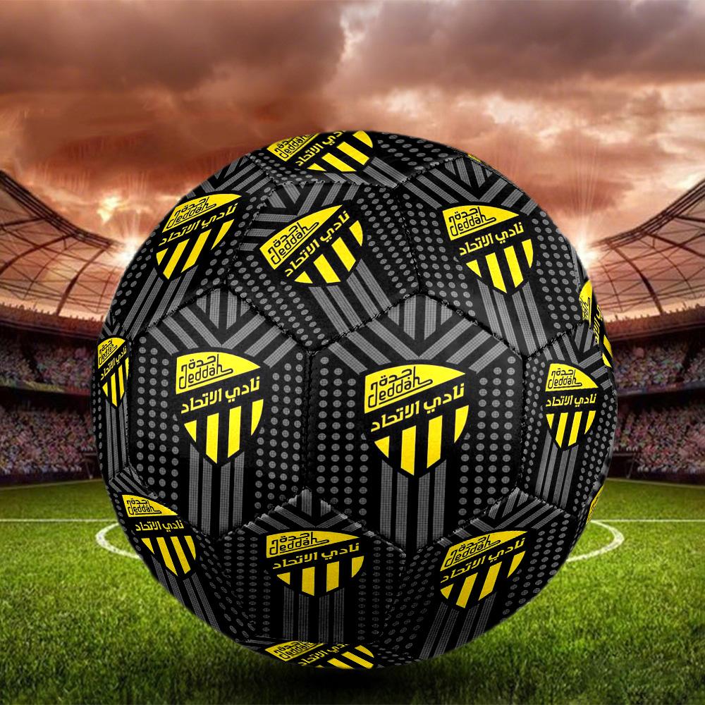 Al-Ittihad Club Indoor Soccer Ball Size 5 Colorful All Ages Machine Stitched PVC Competition Ready Durable High-Bounce