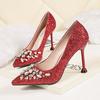Wholesale Sexy Glittering Rhinestone Shoes Nightclub Show Thin Sequins Women's Single Shoes Sequined Pointed High Heel Sandals