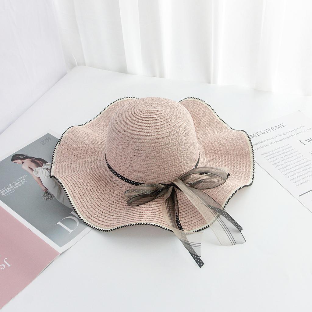 Panamanian Women's Spring and Summer Large Beach Sun Hat, Bow Grass Hat, Fashionablevacation Hat Cap Women Hat Straw Hats