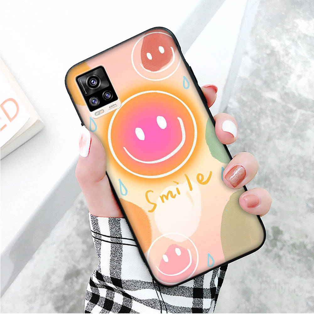 Black Case for Xiaomi Redmi 13C Note 9 iPhone XR 7 8 14 15 11 12 13 X XS Pro Max Samsung A25 S23 S24 FE Ultra Plus Happy Smile