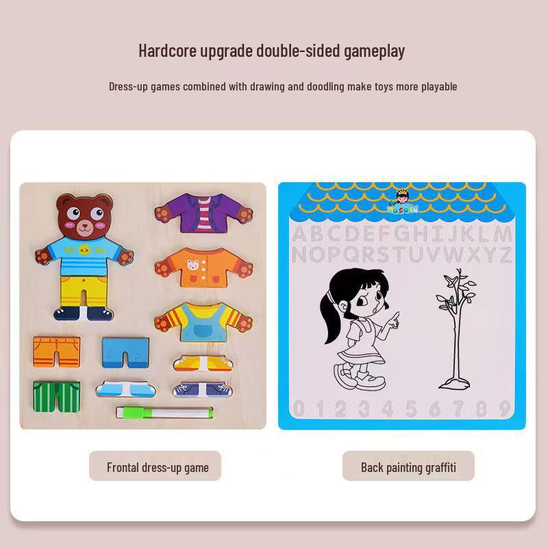 3D Animal Dress-Up Puzzle Blocks: Educational Wooden Toy for Boys & Girls