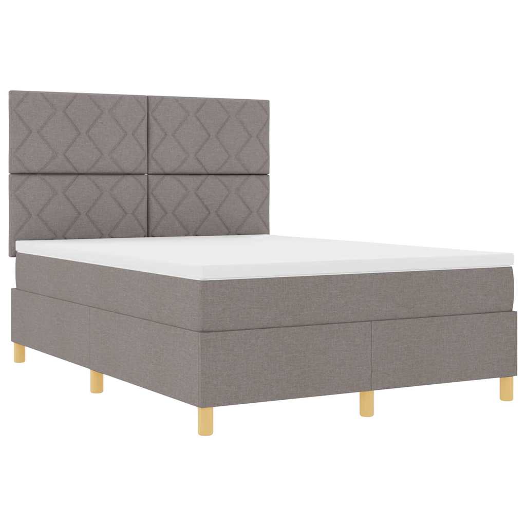 Boxspring Bed with Headboard Taupe 140 x 190 cm Fabric