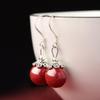 Elegant Silver & Vermilion Red Bead Earrings - Versatile and Stylish for Women