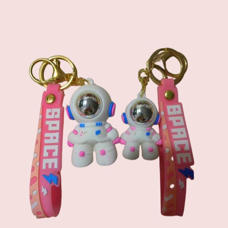 6cm Cartoon Lightning Bear Keychain Cute Astronaut Bear Doll Keyring Bag Pendant Couple Car Keyholder Creative Bag Charm Accessories