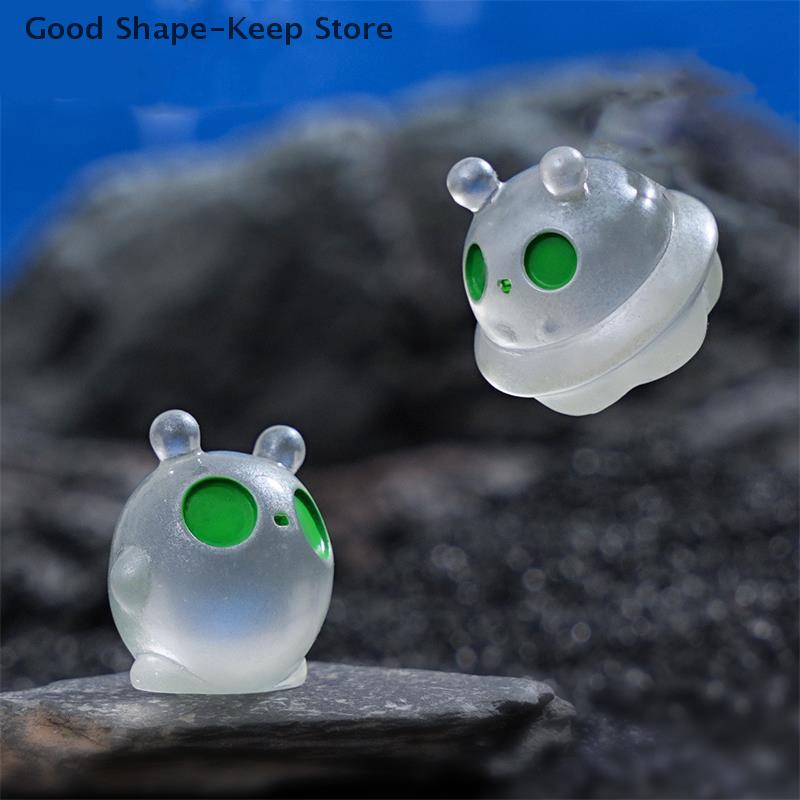 5 Pezzi/Sacchetto Bambola Mini Alieno Carina Luminosa Resina Ornamento per Auto Figure Micro Paesaggio Accessori Decorazione per la Casa Giocattolo Luminoso Regalo