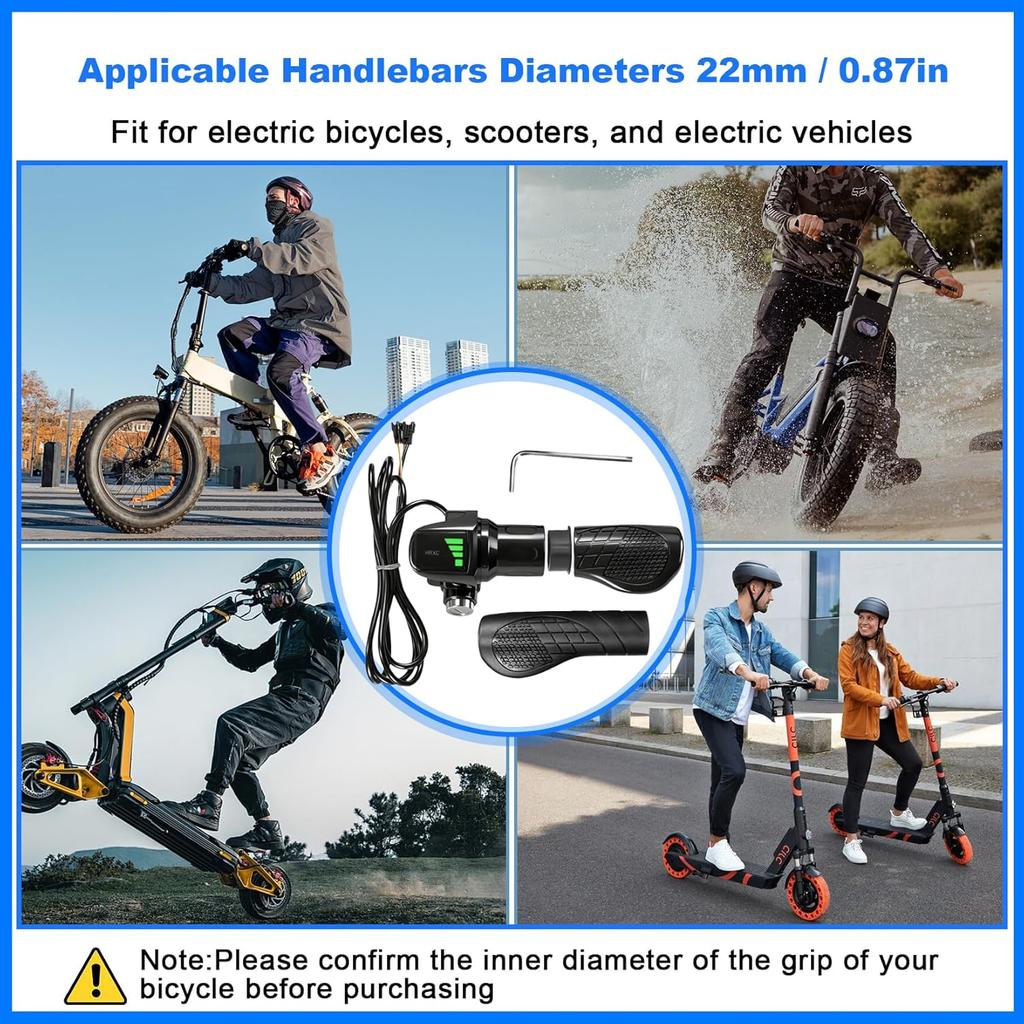 Half Twist Throttle Fits Ridstar Q20, 48V Ebike Throttle Grip Compatible with Ridstar Q20/Q20Lite/H20/H26Pro/H20 Pro/E26/E26Pro/MN20/MN26/DC26, Grips