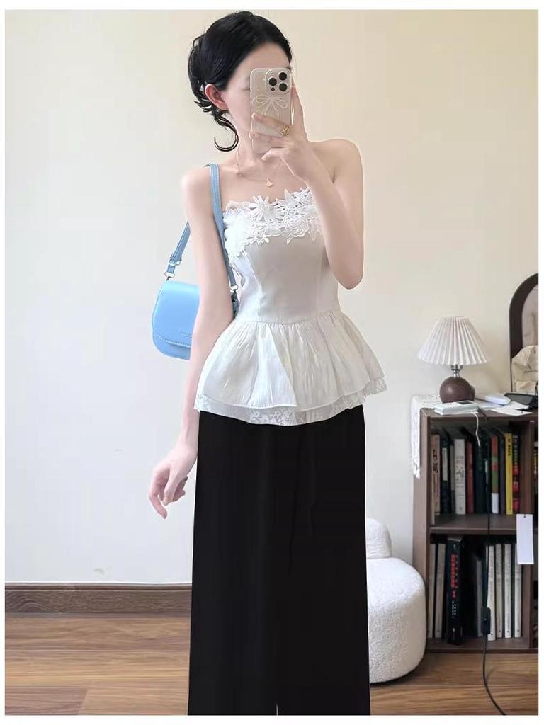 Women's White Cotton Linen Wide-Leg Pants - Slimming, Lightweight, Ice Silk, Casual Spring/Summer 2026