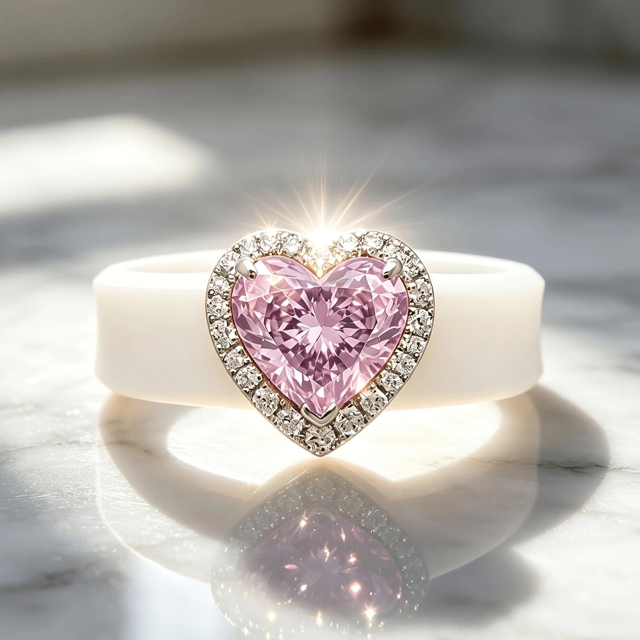 Funkelnder Lila CZ Herz Silikonring für Damen, Süßer Süßer Liebes Statement Schmuck Geschenk für Tägliche Party Dating 10