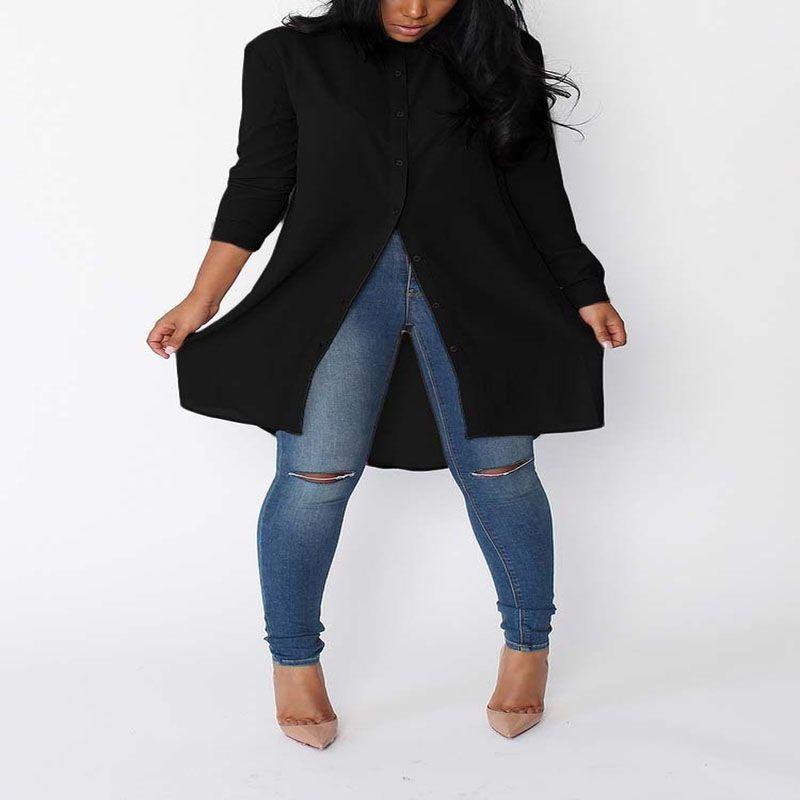 Elegant Womens Long Sleeve Shirt Casual Loose Chiffon T-shirts Tops Blouse Dress