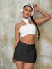Rose Beauty A WomenY2K Street Solid Seam Detail Stretchy High Waist Denim Mini Skirt Casual Slimming Jeans Skirts