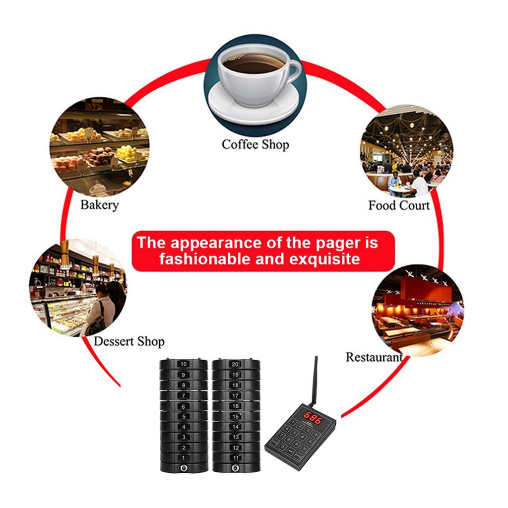 668‑S Drahtloser Gastkunden-Restaurant-Pager 1 Tastensender+20 Untersetzer-Pager