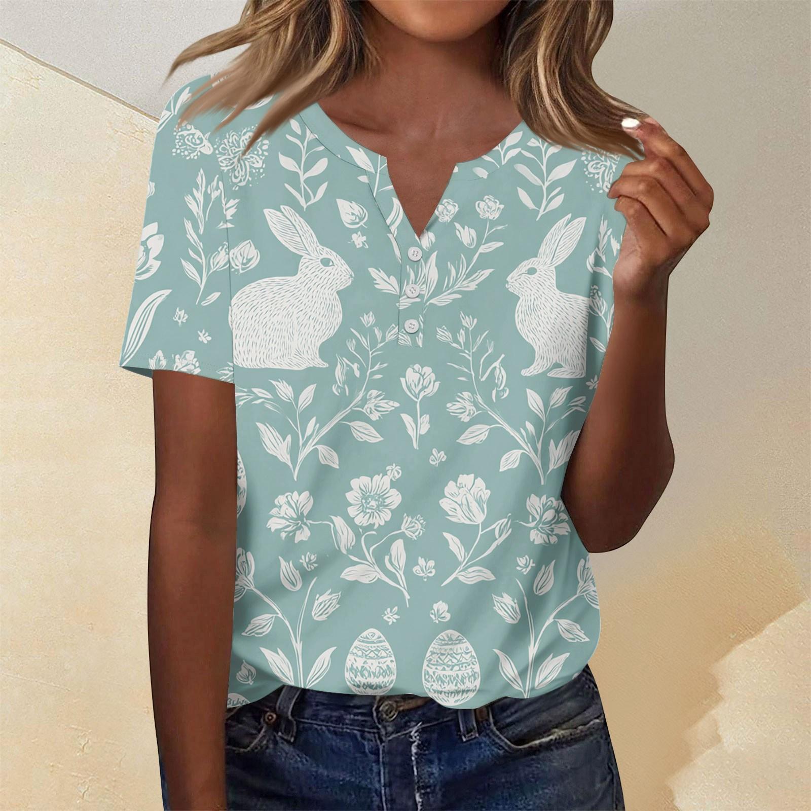 

Women s Fashion Casual Color V-Neck Decorative Button Three-Quarter Sleeve T-Shirt Top XL