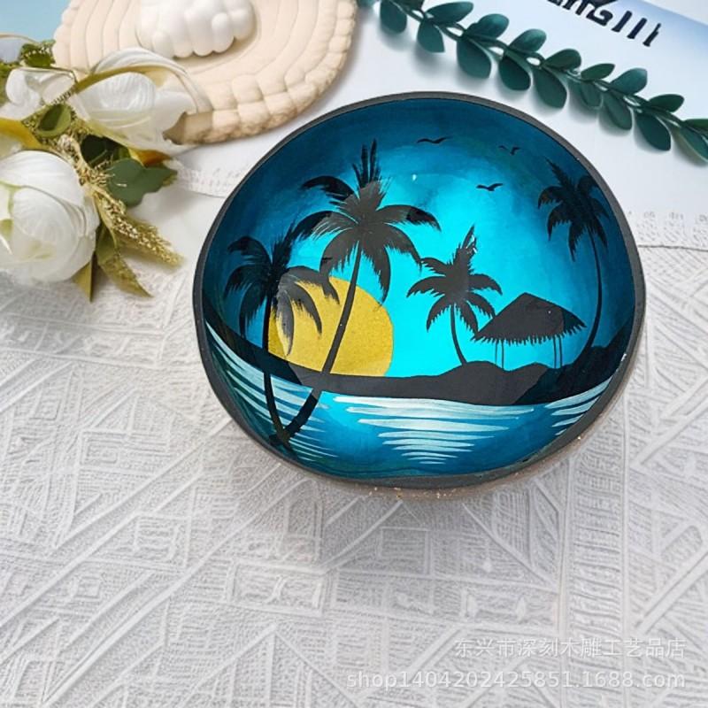 Vietnamese Coconut Shell Bowl Decorative Serving Dish Snacks Nuts Candy Home Decor Storage