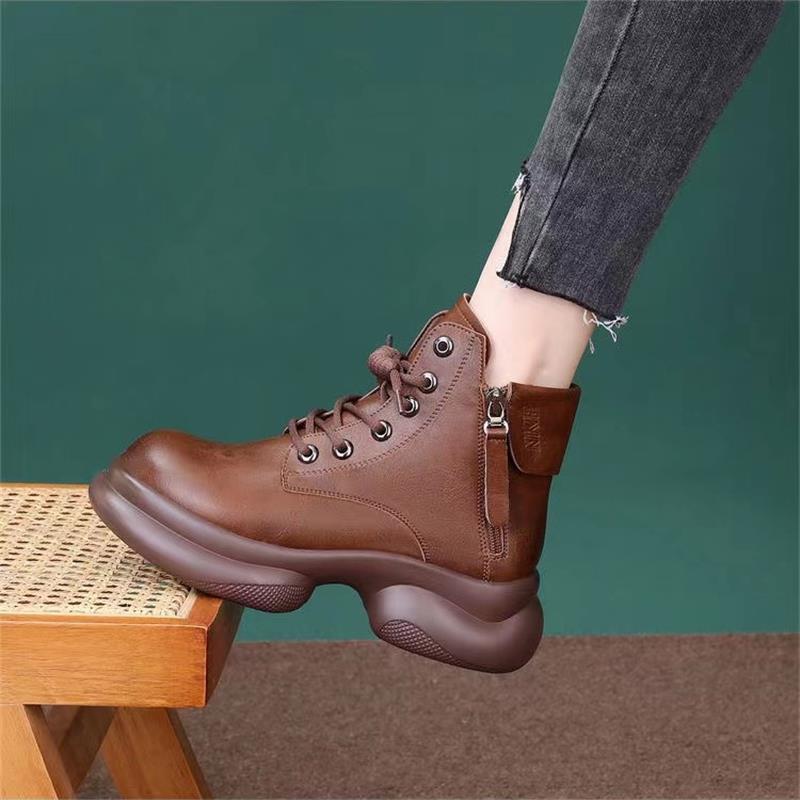 Retro Velvet Warm British Style Heightened Martin Boots New Short Boots In Autumn and Winter