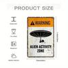 Vintage Alien UFO Warning Sign Metal Poster For Garage Wall Decor Retro Tin Plaque