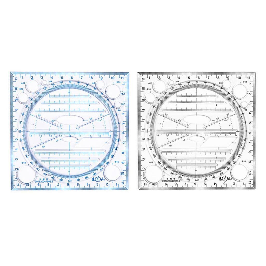 Versatile Geometric Round Drawing Ruler Table for Drafting Student Template Measuring