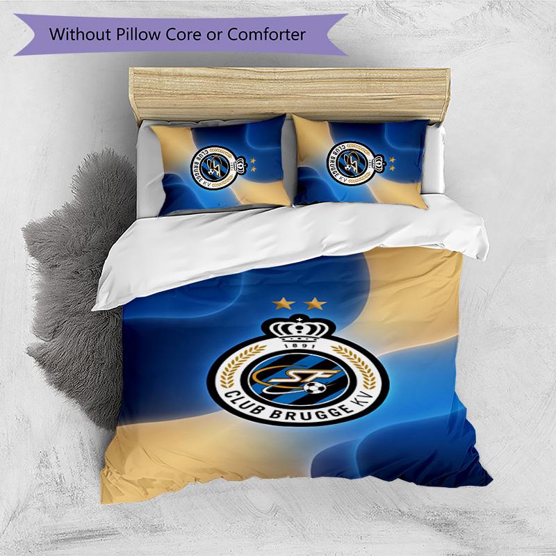 Set Biancheria da Letto 3 Pezzi Stampato FC Club Brugge Traspirante Copripiumino con Federe Biancheria da Letto Decorativa per Camera da Letto Casa