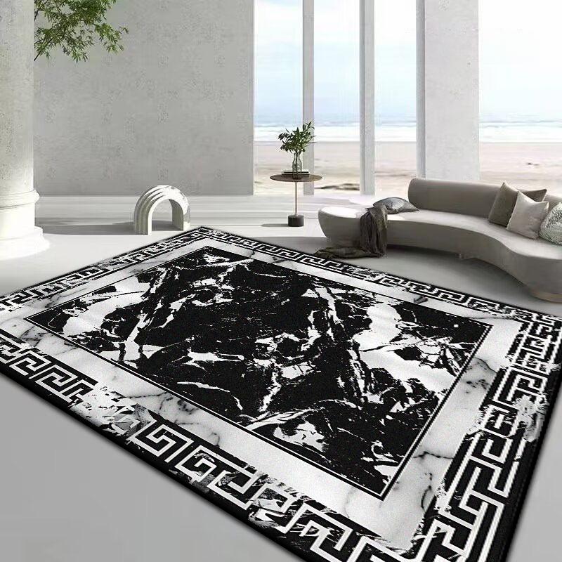 Black White Marble Carpet for Living Room Light Luxury Decoration Non-slip Rugs Bedroom Lounge Sofa Coffee Table Floor Mat