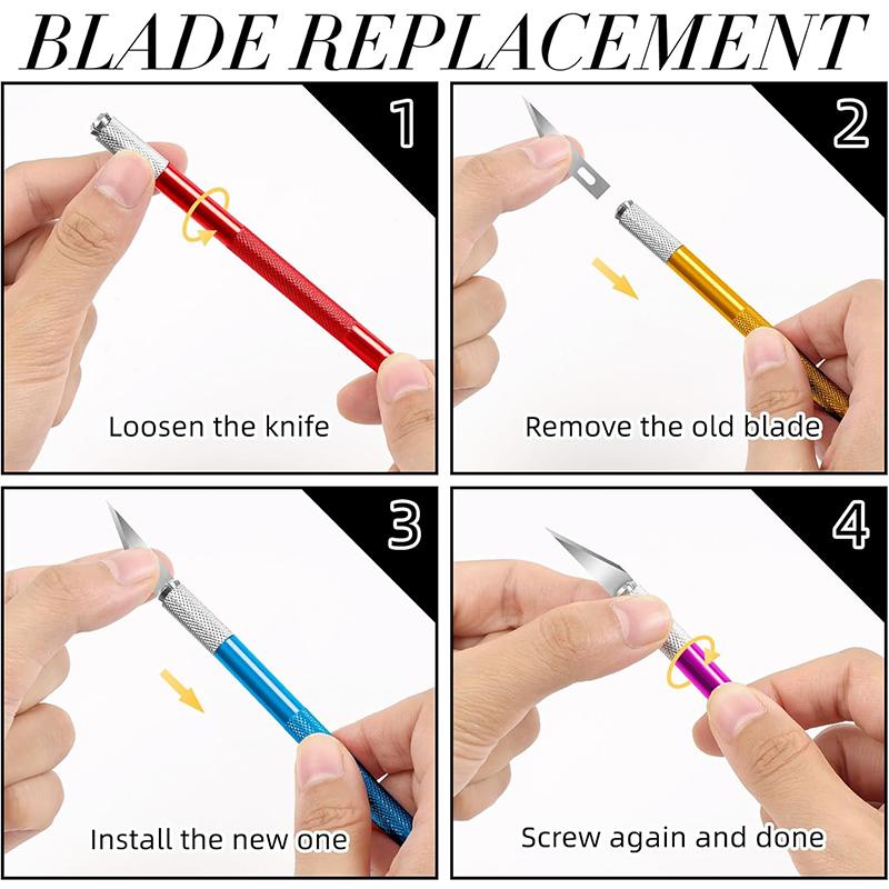 Metal Carving Knife Non-Slip Aluminum Alloy with Blades Cutter Craft Knives Tools for Paper-cut Handcraft & Model Making TMZ