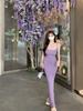 Summer New Tight Suspender Dress Women's Black Waist Slim and Thin Skirt Fishtail Hip-wrapped Long Dress