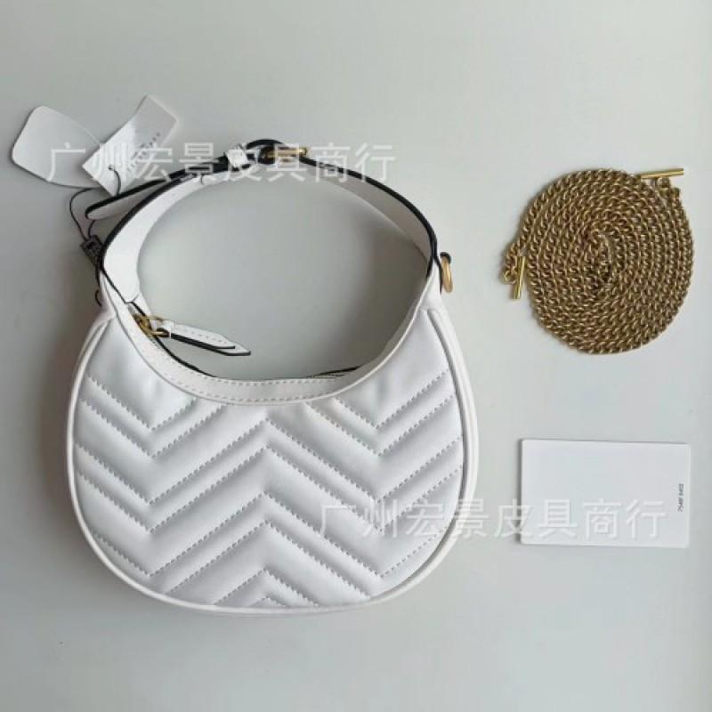 Marmont Chain Women's Bag Wavy Pattern Half-moon Underarm One-shoulder Portable Moon