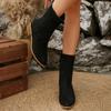 Fashion Elegant Square Heel Boots for Women Comfort Pointed Toe Mid Heel Ankle Boots Woman 2025 Plus Size Faux Suede Booties Female
