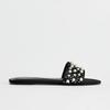 Fashion Sparkling White String Bead Decorative Women Slippers Luxury Pearl Design Peep Toe Slide Sandals Summer Comfortable Flat Sandals