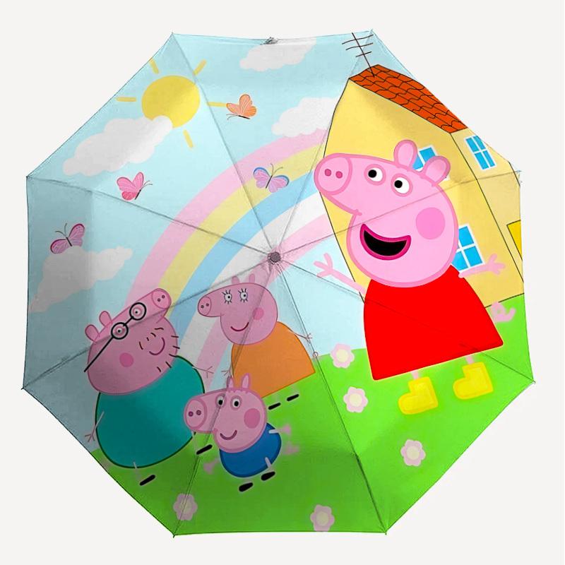 1PC Peppa Pig Umbrella-8-Rib Reinforced, Automatic Open, Lightweight & Durable, Cute Fashion Accessory for Outdoor-F2684