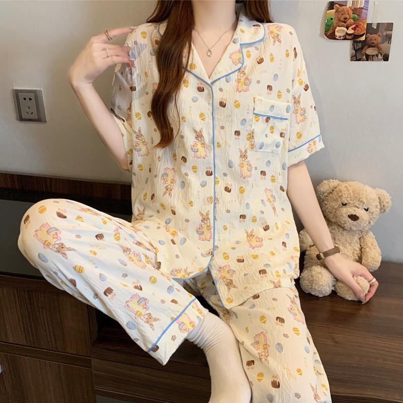 Dessert Bunny Cloud Cotton Pajamas Women'S Summer Explosion Short Sleeves Trousers Loungewear