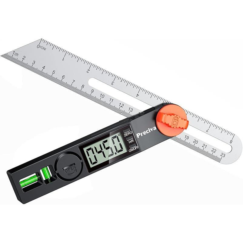 Preciva T-Bevel Gauge & Protractor with Horizontal and Vertical Bubble,0-338° Digital Angle Finder Protractor 230mm/8inch Display for Carpentry 230MM