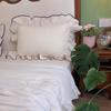 French Large Lace Cotton & Linen 4-Piece Set: Soft, Skin-Friendly Solid Color Bedding with Fitted Sheet