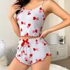 Women's Pajamas Set Sleepwear 2 PCS Short Tank Tops And Shorts White Ventilate Soft Casual Love Printing