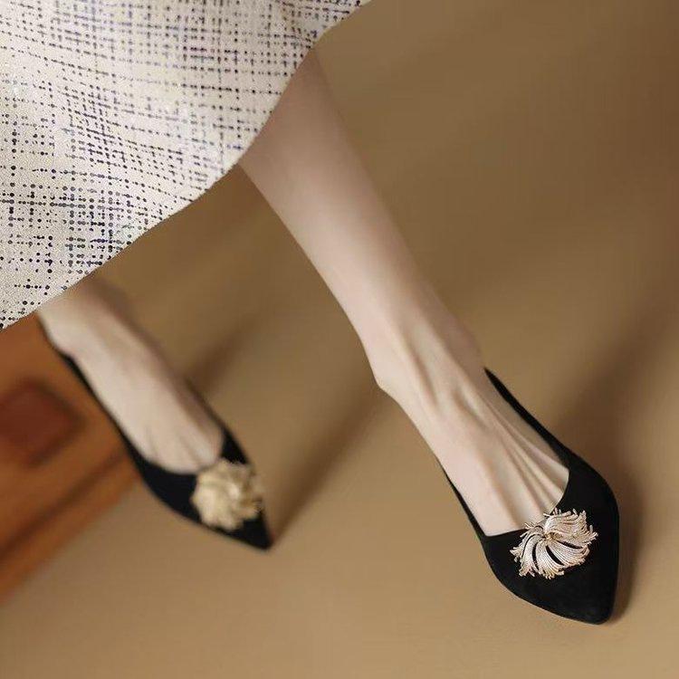 

French single shoes spring new shoes temperament pointed commuter professional stiletto high heels 35 чёрный