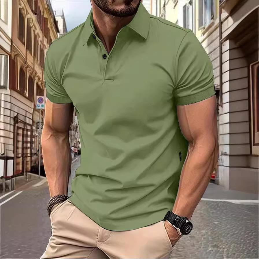Men's New Summer Solid Color Top Popular Fashion Short Sleeves Slim Short Sleeves