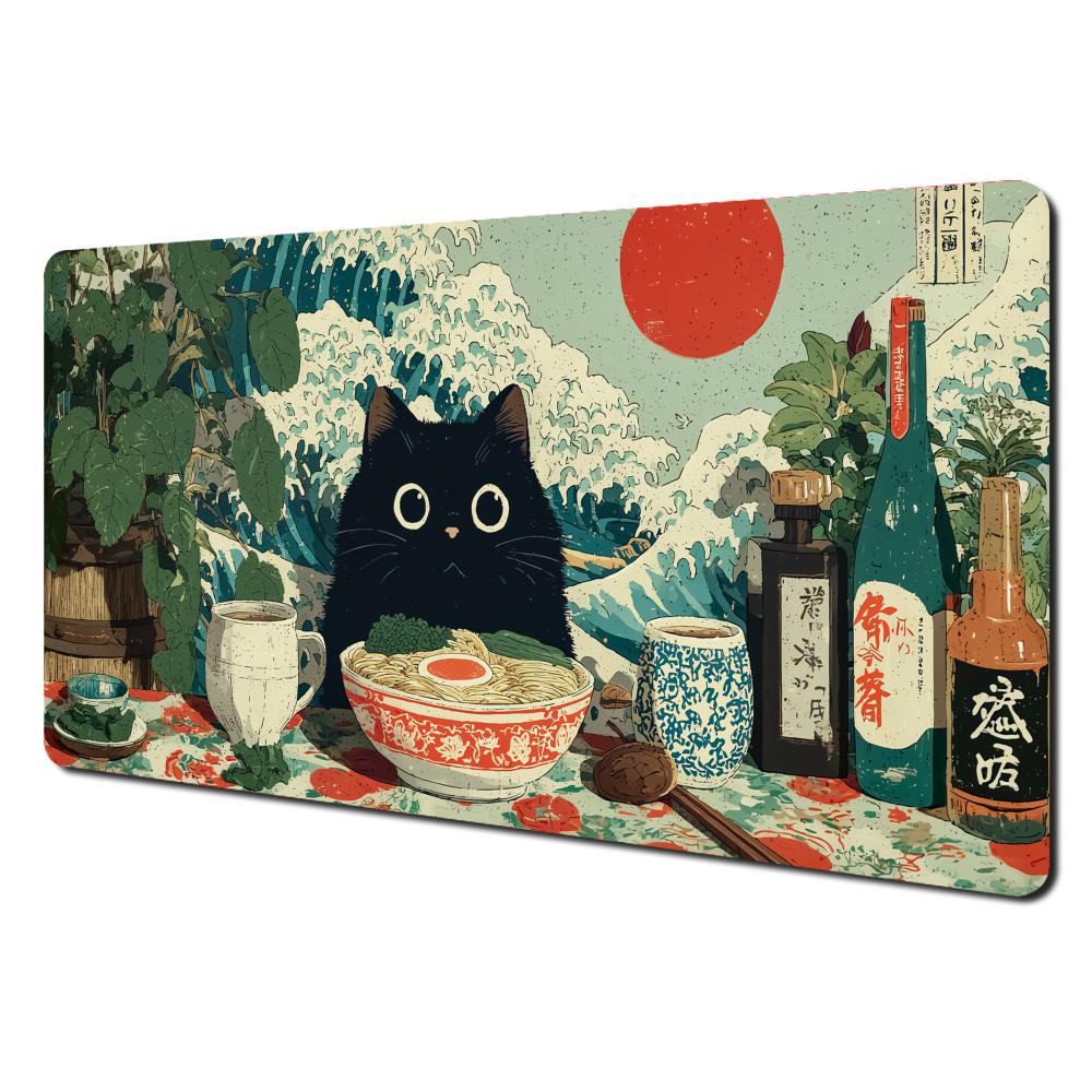 AntiSlip Stain Proof PTCG PlaymatRamen Art Card Game Mat Durable Gaming Desk Pad for Players