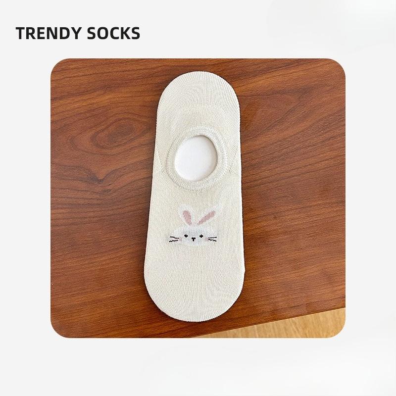 Damen Segelschuhe Frühling/Sommer Niedrig geschnitten Dünn Atmungsaktiv Schweißableitend Socken Cartoon Tier Kurze Socken