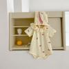Summer Baby Girl Hooded Onesie with Collar, Short Sleeve Cute Bodysuit