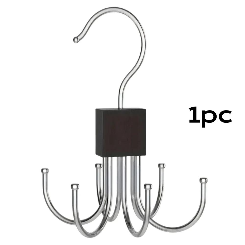 

1/5pcs 360° Rotating Storage Hanger Hook Multi-Claw Bag Metal Belts Rack Wooden Organizer For Bras Ties Household Closet Acces