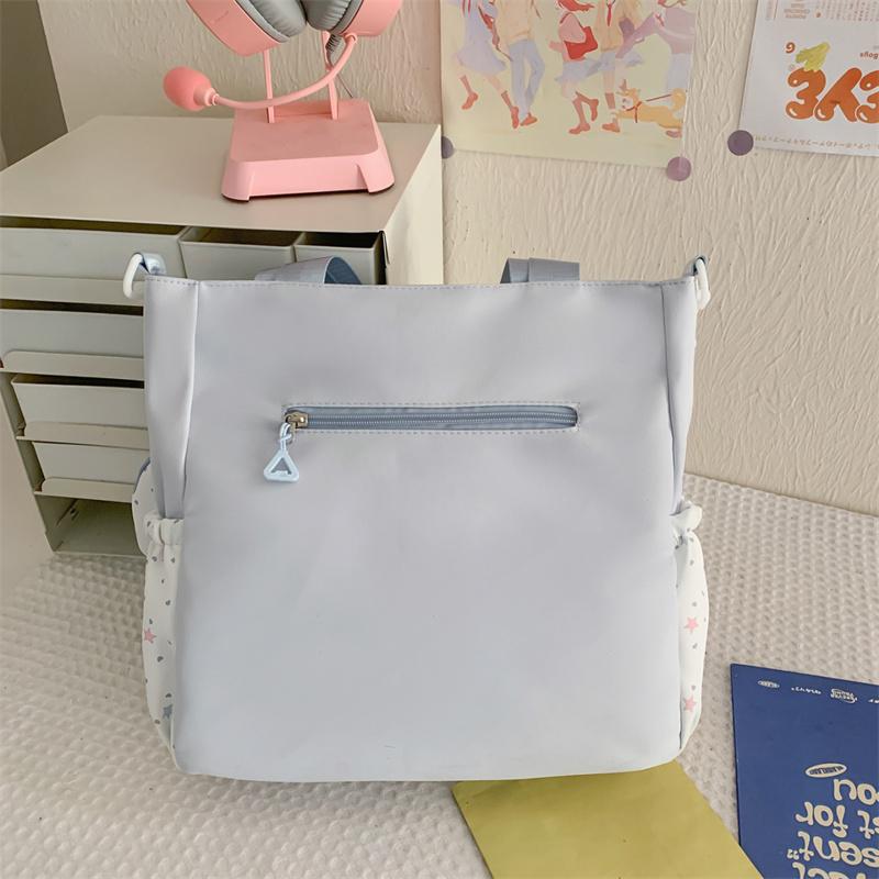 Women's Shoulder Bag Color Block Large Capacity Tote Bag Student Book Bag with Coin Purse