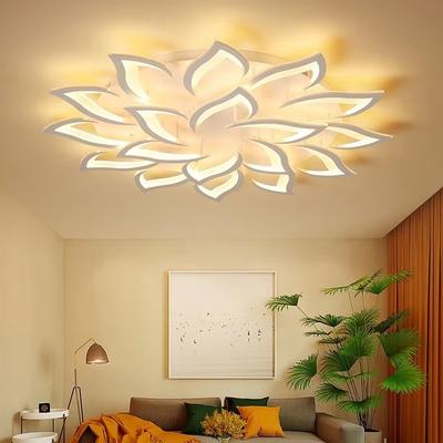 Lámpara de techo LED con brillo regulable Iluminación decorativa artística de loto lámparas de techo luz fría y cálida control remoto inteligente