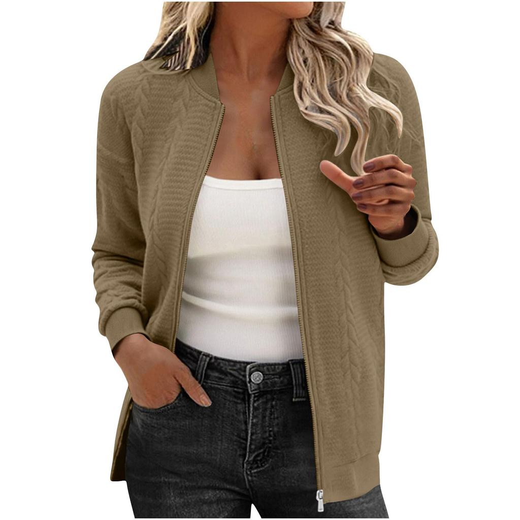 Women's Fashionable Solid Color Long Sleeved Buttoned Pocket Casual Lightweight Jacket