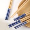 Reusable 5Pairs Tableware Handmade Bamboo Japanese Natural Wood Chopsticks Sushi Food Cat Flower Multi Color Wooden Chop Sticks