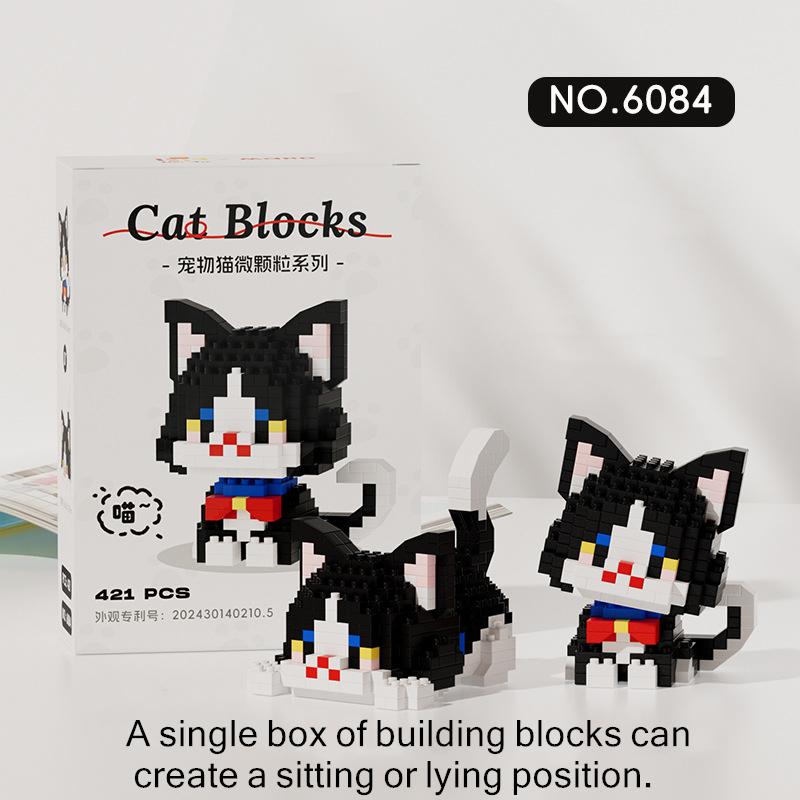 Micro Particle Building Blocks Cute Pet Cat Series Cute Diy Assembled Toys Orange Cat Black Cat Gift Children's Puzzle Gift
